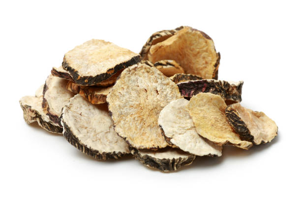 istock Peruvian ginseng or maca Lepidium meyenii, dried root and pow ，slice 1266918805