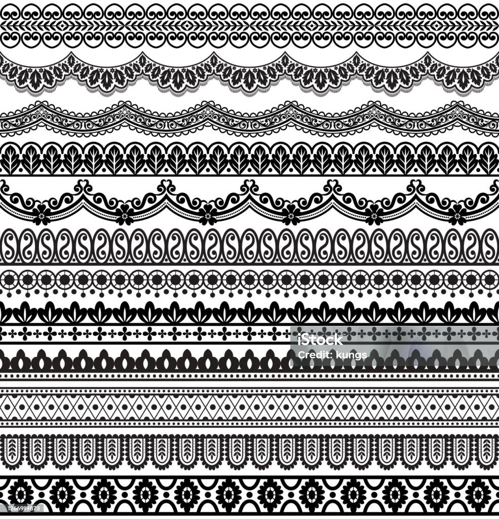 Vector Set Of Design Elements Seamless Texture Borders Frame Vector ...