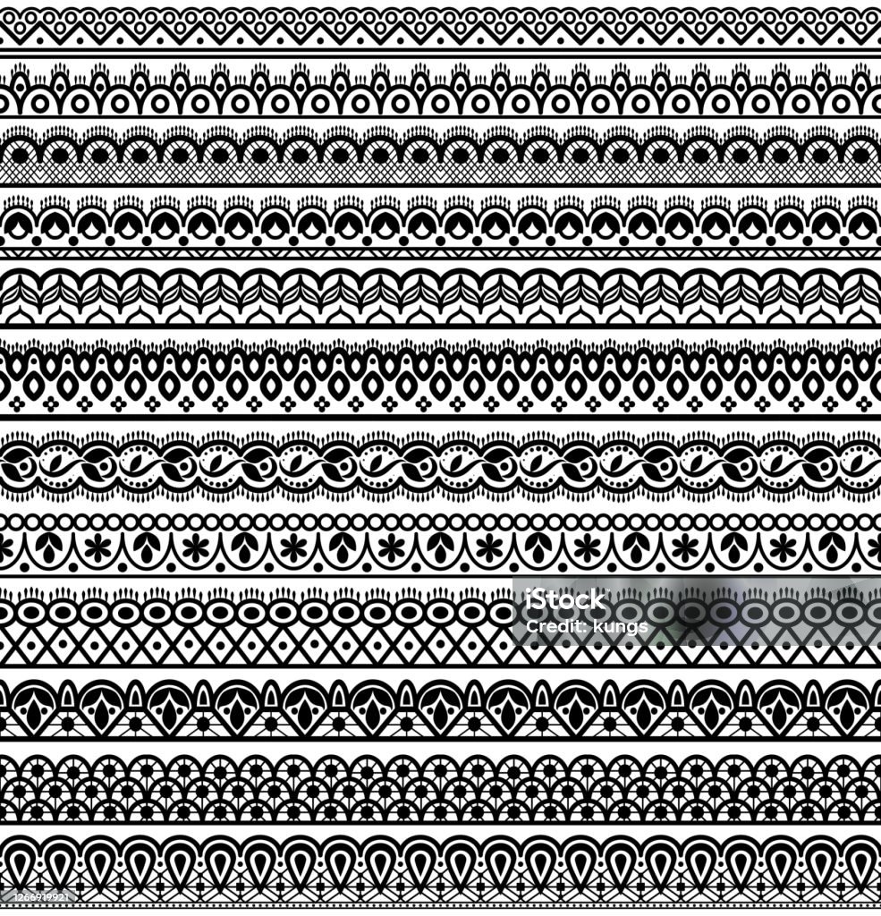 Vector Set Of Design Elements Seamless Texture Borders Frame Vector ...