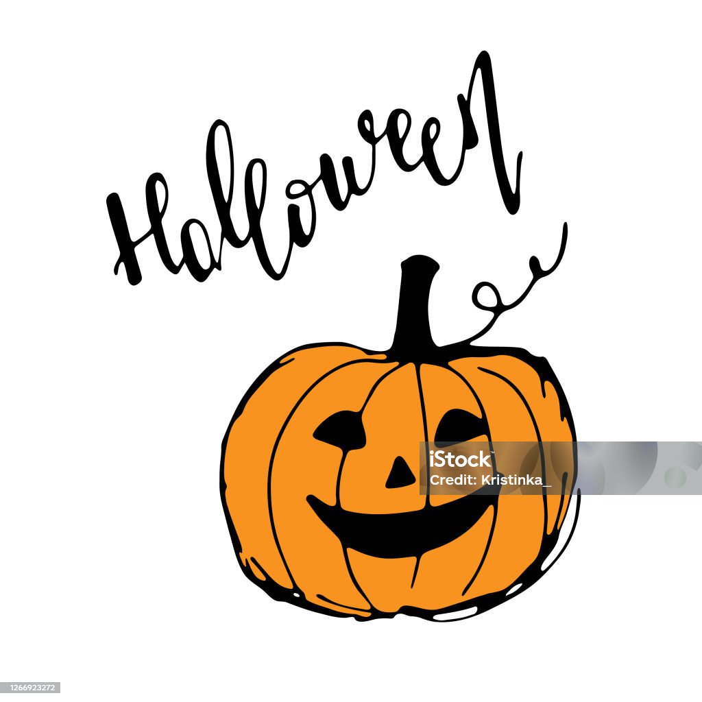 Thiệp Chúc Mừng Halloween Bí Ngô Vẽ Tay Dễ Thương Hình minh họa ...