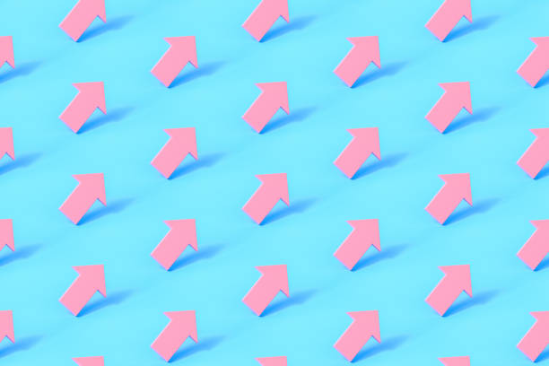 Seamless repetitive Arrow Sign pattern on blue background