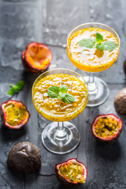 istock Alcoholic or non-alcoholic cocktail with fresh passion fruit 1266930246