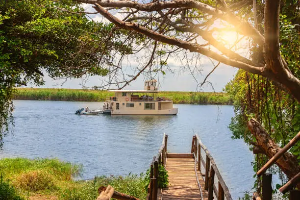Photo of A tourist boat sailing on the Chobe river
