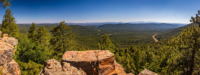 A view from the Mogollon Rim which forms the southern edge of the Colorado Plateau in northern Arizona.