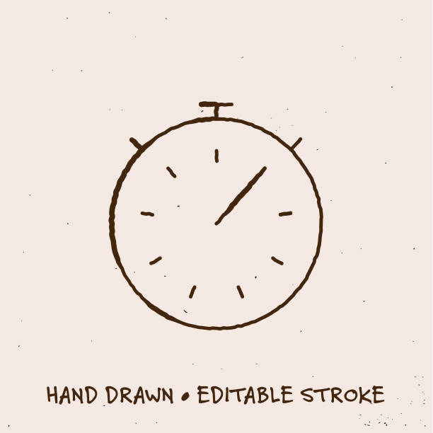 Hand Drawn Stopwatch Icon with Editable Stroke Sketchy Stopwatch Icon with Editable Stroke time drawings stock illustrations