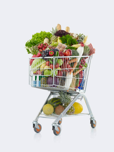 istock shopping cart with food 1266942772