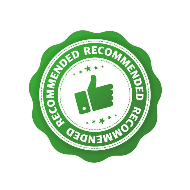 istock Recommended green sign for concept design. Good advice. Promotion banner concept. Flat design. Business icon. Business success. Sale tag. Hand like. Vector illustration. 1266944930