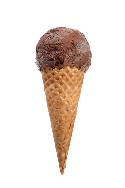 istock Close up image of chocolate ice cream cone isolated on. 1266946700