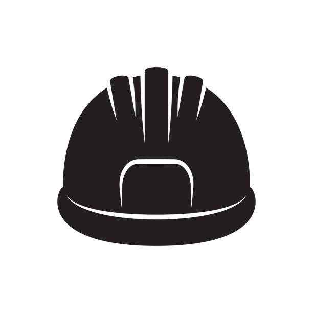 헬멧 또는 건설 하드 모자, 흰색 배경에 고립 - protective workwear hat violence construction stock illustrations