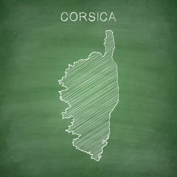 Vector illustration of Corsica map drawn on chalkboard - Blackboard