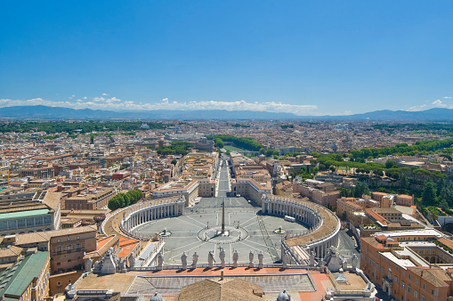 Rome City panorama on a clear sunny day, located in Lazio, Italy