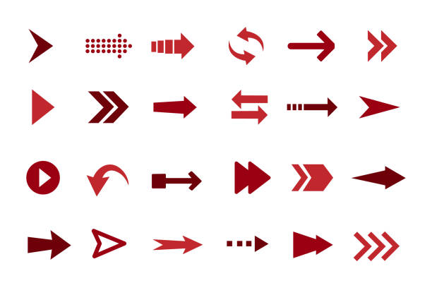 Arrows set icons. A collection of arrows designed in different ways. Isolated vector illustration. A collection of arrows designed in different ways. Arrows set icons. back arrow stock illustrations