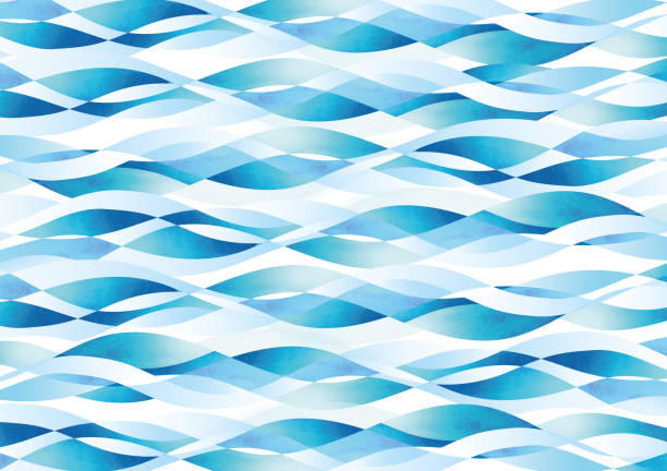 ilustrações de stock, clip art, desenhos animados e ícones de wave pattern watercolor - water wave rippled river