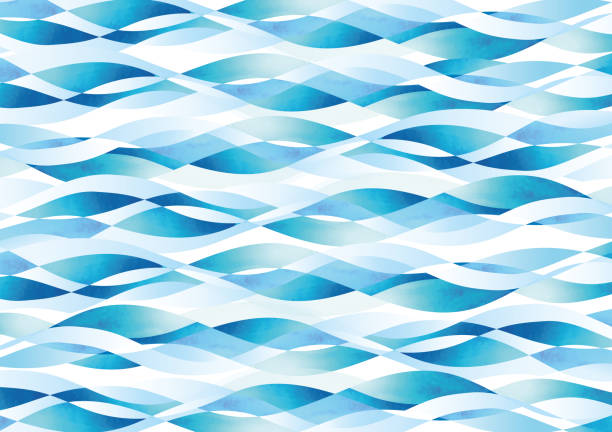 Wave pattern watercolor Wave pattern watercolor drinking water illustrations stock illustrations