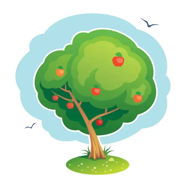 Vector illustration of Apple tree