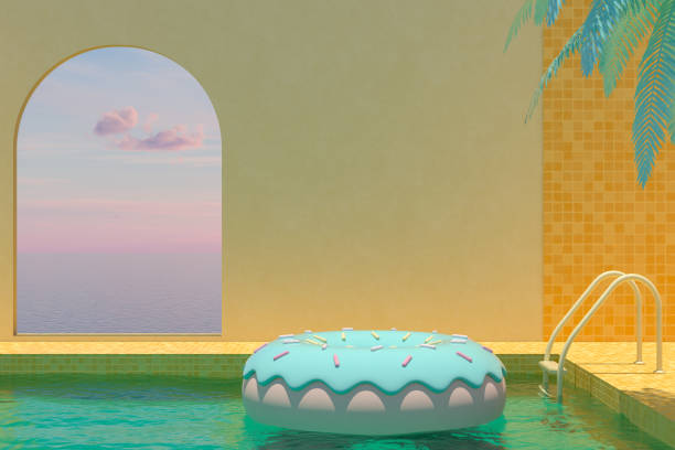 istock Swimming Pool and Inflatable Donut, Summer Concept 1266958797