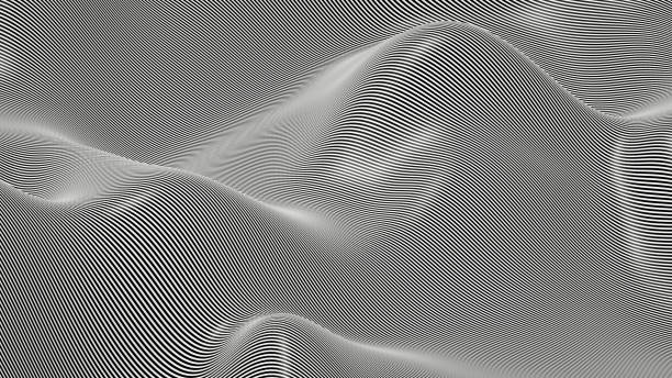 3d rendering of abstract black and white color striped fabric cloth. Textile background.