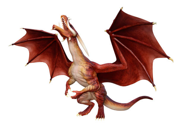istock 3D illustration fantasy dragon on white 1266959682