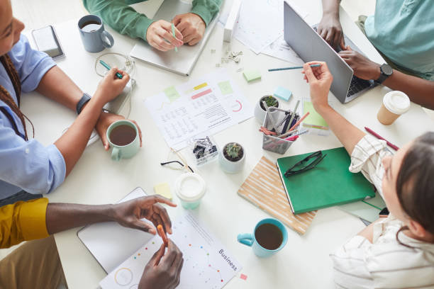 istock Business Team at Meeting table Above View 1266963350