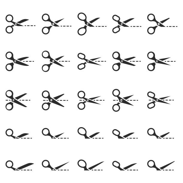 Scissors vector set Scissors vector set dotted line stock illustrations