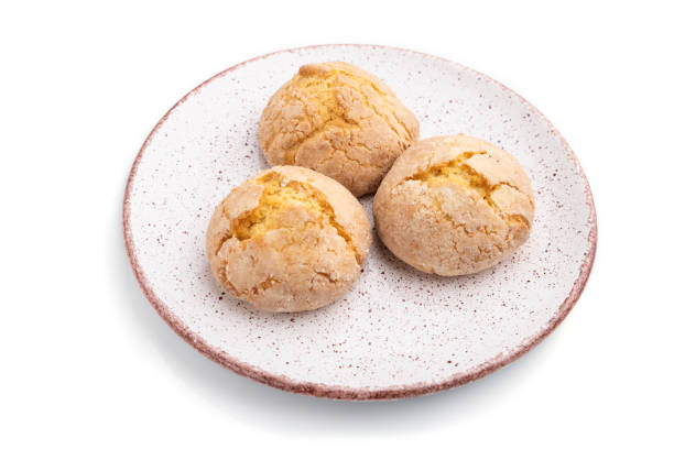 istock Almond cookies isolated on white background. Side view, close up. 1266966151
