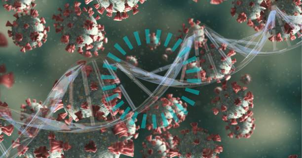 istock DNA strain over coronavirus Covid19 cells floating and loading icon 1266966427