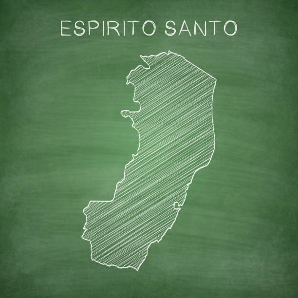 ilustraciones, imágenes clip art, dibujos animados e iconos de stock de mapa de espirito santo dibujado en pizarra - blackboard - blackboard green backgrounds education