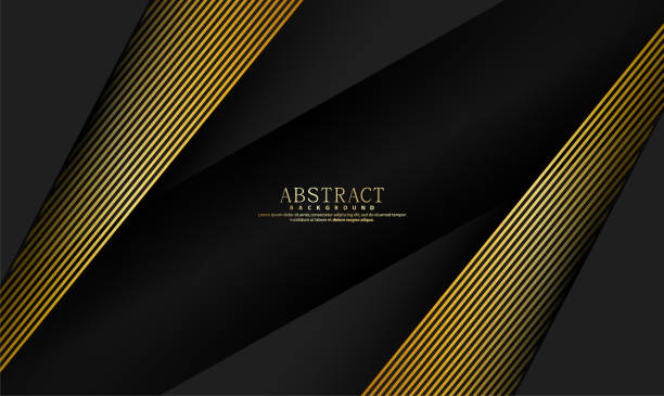 istock Black abstract premium background with golden lines. Modern luxury concept.  Vector illustration 1266969896