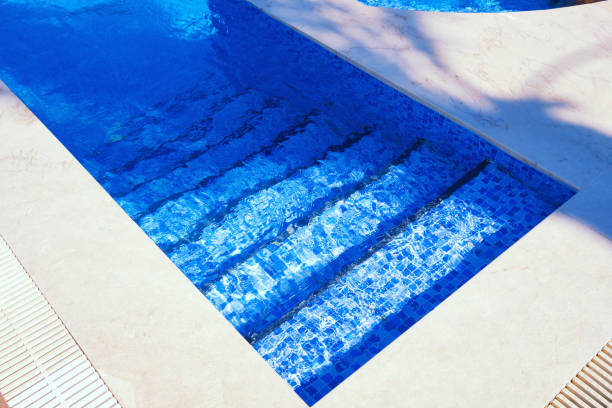 istock Tiled entry stairway to the swimming pool 1266971120