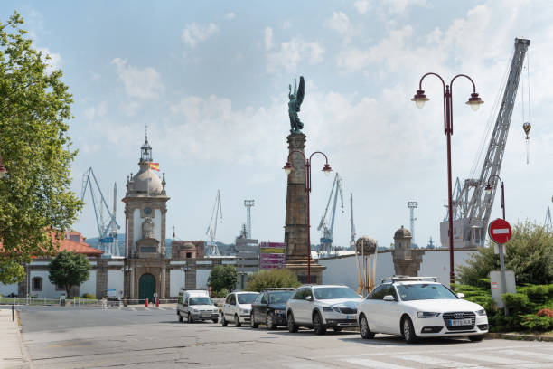 Galicia square at Ferrol in sunny summer afternoon stock photo