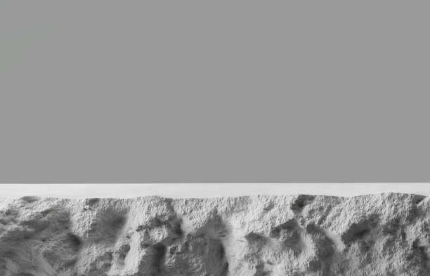 3D blank white and grey monochromatic illustration for product presentation or social media banner pantalla de podio de piedra blanca 3d con fondo gris espacio de copia. maqueta de promoción de cosméticos o productos de belleza. pedestal de escalón de roca gris áspera natural. bandera minimalista de moda, ilustración de renderizado 3d.