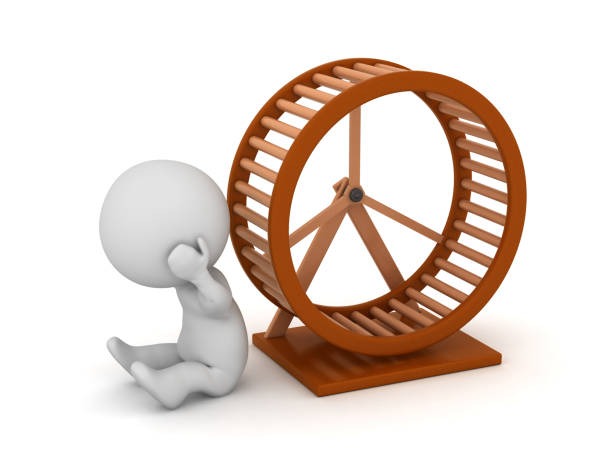 istock Upset 3D Characte with a Hamster Wheel 1266971371