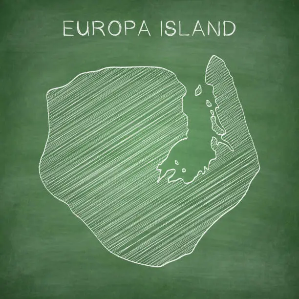 Vector illustration of Europa Island map drawn on chalkboard - Blackboard