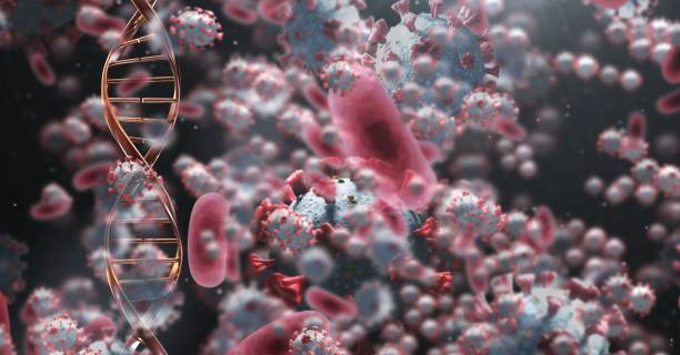 istock Red cells and DNA strain over macro coronavirus covid19 cells 1266972775