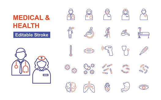 Trendy Medical And Health Icons.