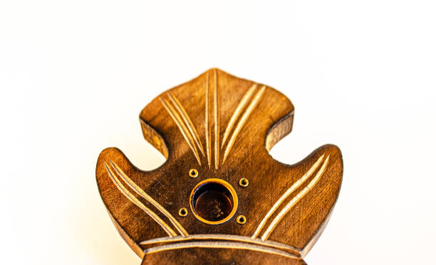 istock Wooden plate Incense Holder Isolated on white 1266973045