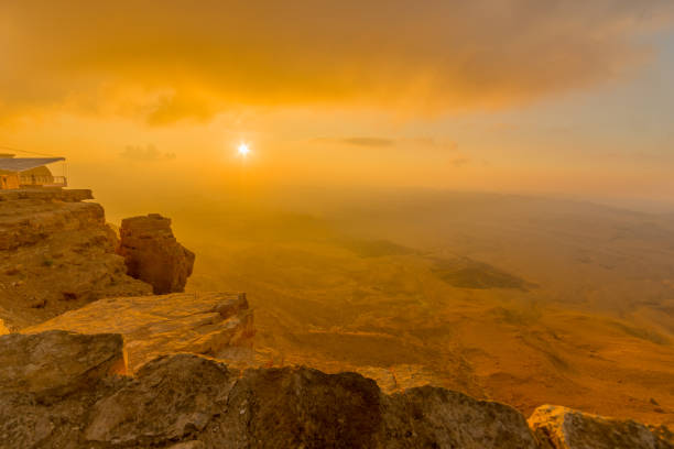istock Sunrise view of cliffs and landscape in Makhtesh (crater) Ramon 1266978748