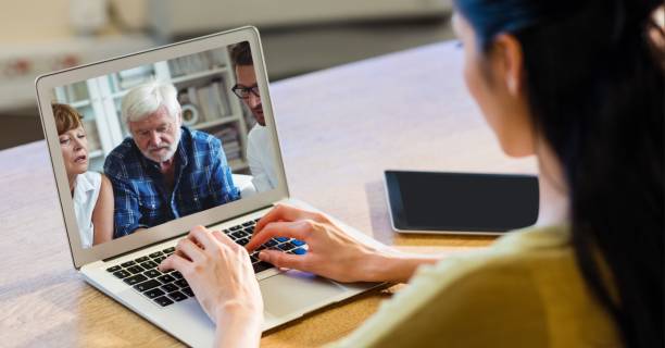 istock Woman having video call on laptop. 1266980394