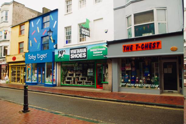 istock In Brightons North Laine on a rainy summers day. 1266982129