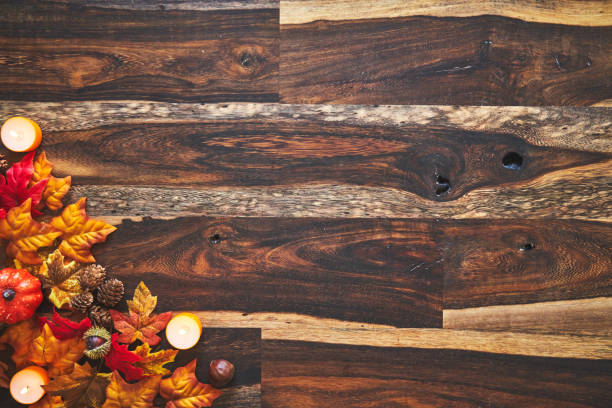 istock Autumn Decoration Background with Pumpkins, Leafs and Nuts 1266983069