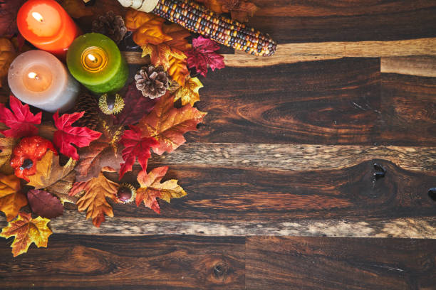 istock Autumn Decoration Background with Pumpkins, Leafs and Nuts 1266983246