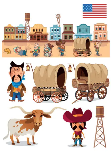 Vector illustration of Wild West Symbols