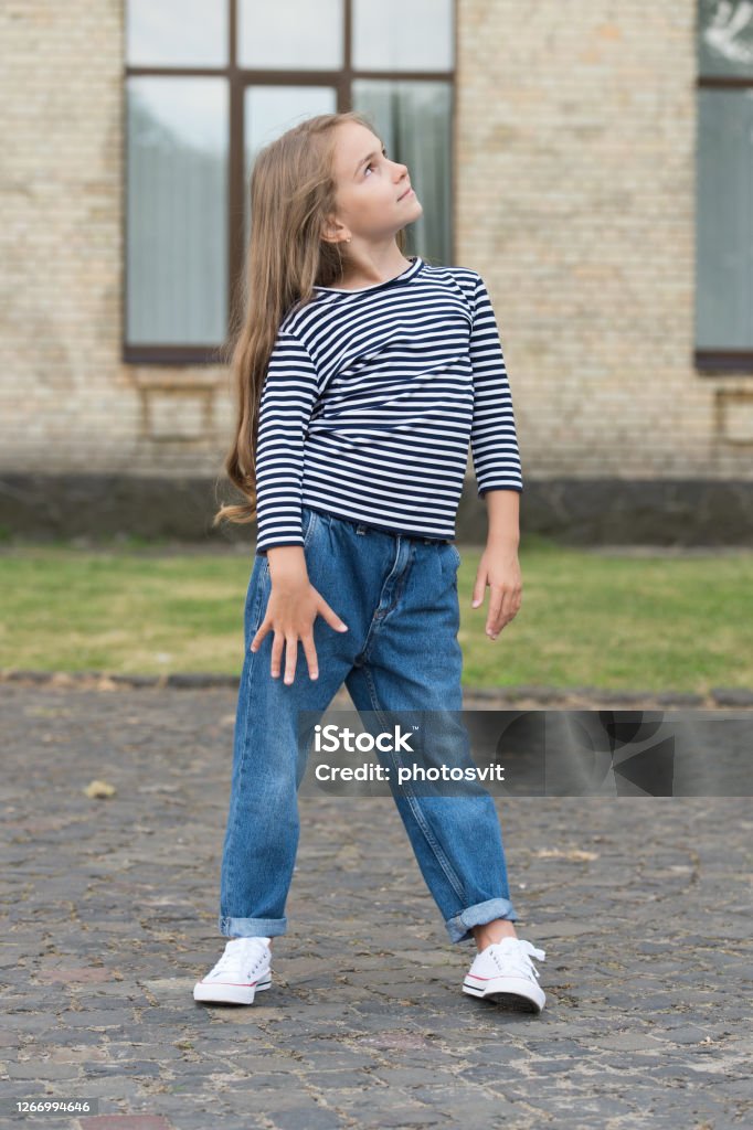 Designing Fashion Beyond Imagination Little Child With Fashion Look Small  Fashionista In Casual Style Girls Fashion Clothing Trends Trendy Apparel  Stylish Clothes For Kids Beauty Salon Stock Photo - Download Image Now 