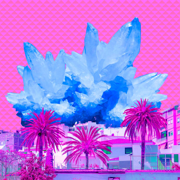 istock Contemporary art collage.Tropical crystal landscape 1266995797