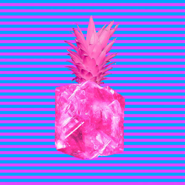 istock Contemporary art collage. Crystal pineapple.  Minimal design 1266995988