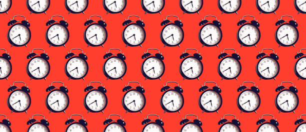 istock Seamless Pattern.  Retro alarm clock. Use for t-shirt, greeting cards, wrapping paper, posters, fabric print. 1266996608