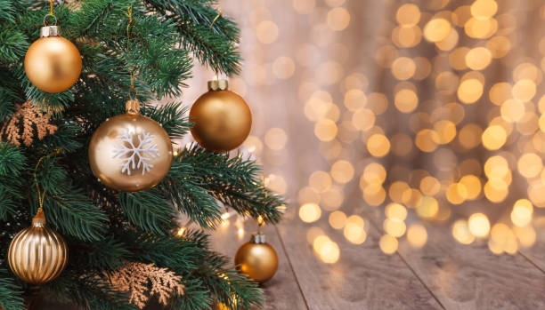 istock Christmas decoration with balls and christmas tree. 1266998439