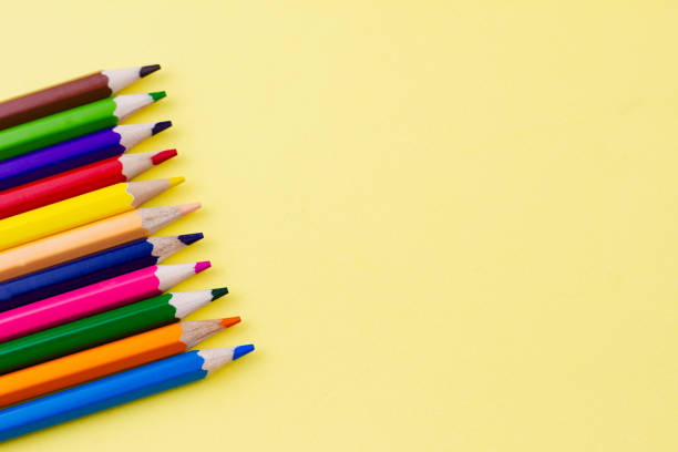 istock Pencils for drawing on a yellow background. 1266998625