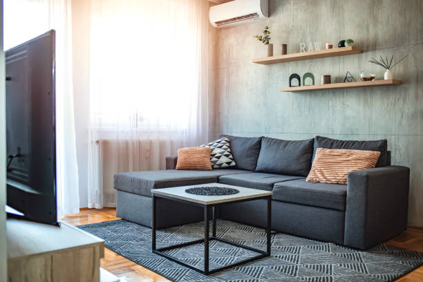 Living room loft in industrial style