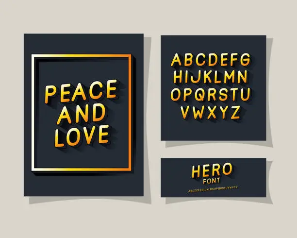 Vector illustration of 3d peace and love lettering and alphabet on gray backgrounds vector design